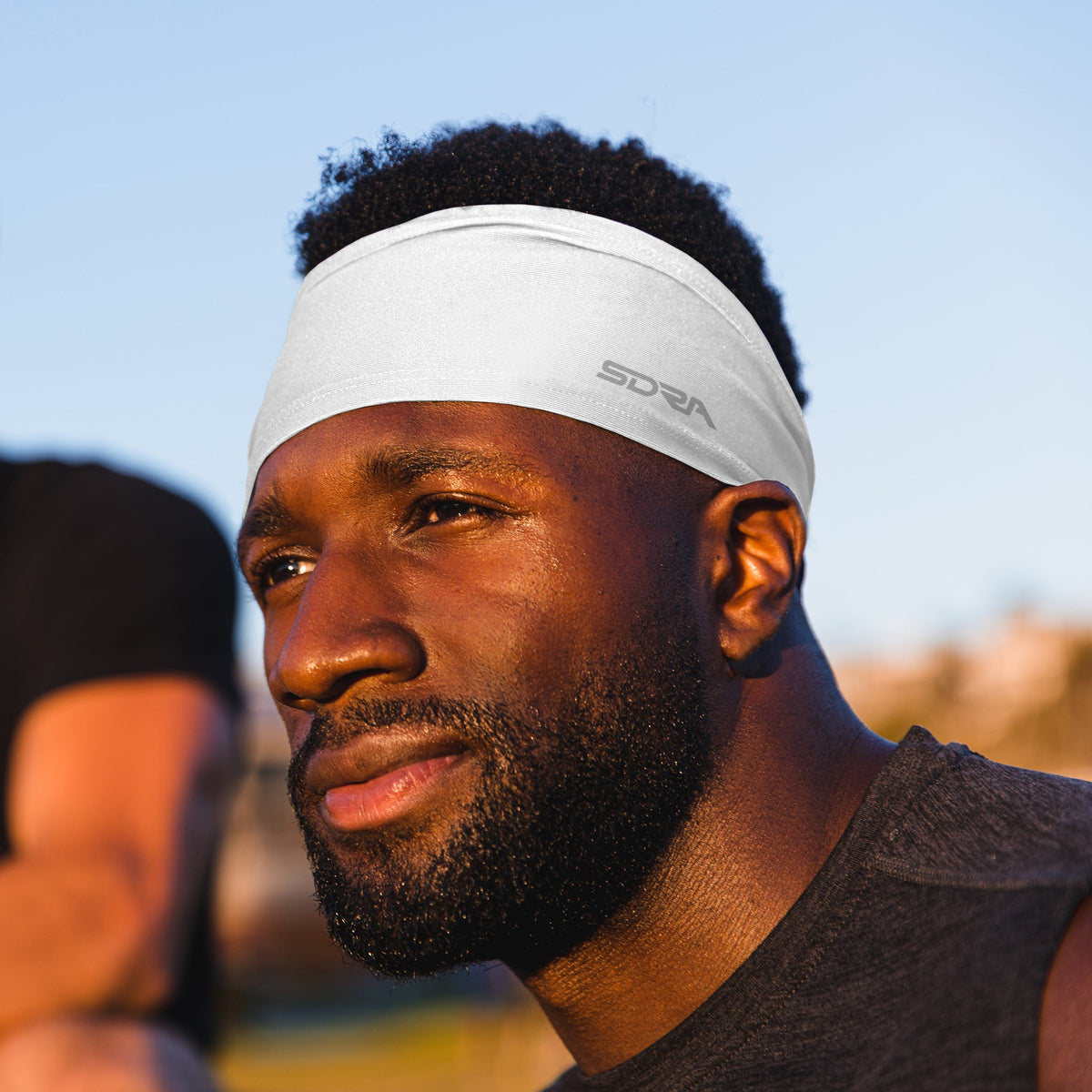 Suddora Tapered Headband, 3.5 in Wide, White, worn, front view