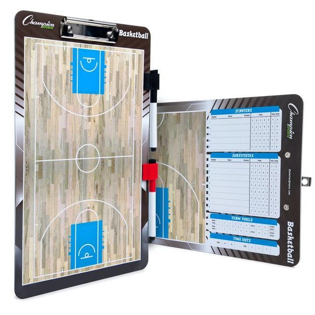 Champion Sports basketball dry-erase coaches board with a half-court diagram